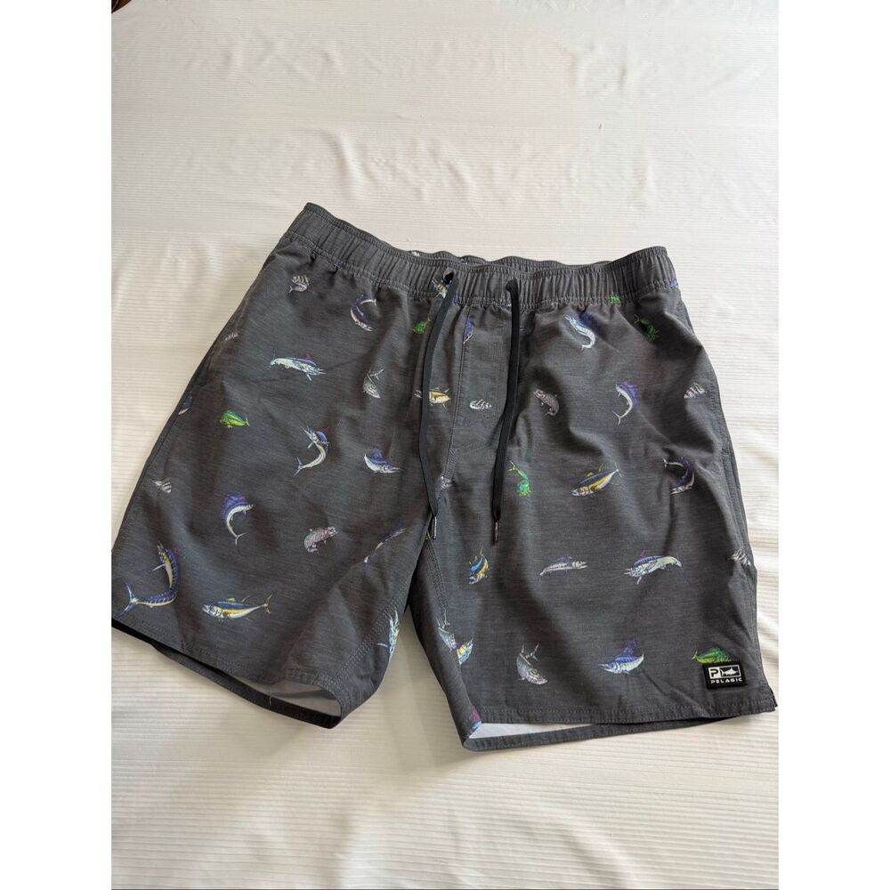 Pelagic Dockside Gamefish Grey Boardshorts Swim Trunks Size Large